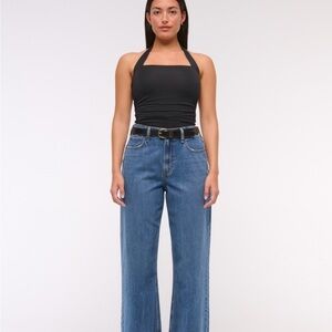 Abercrombie Curve Love High Rise Cropped Wide Leg Jean